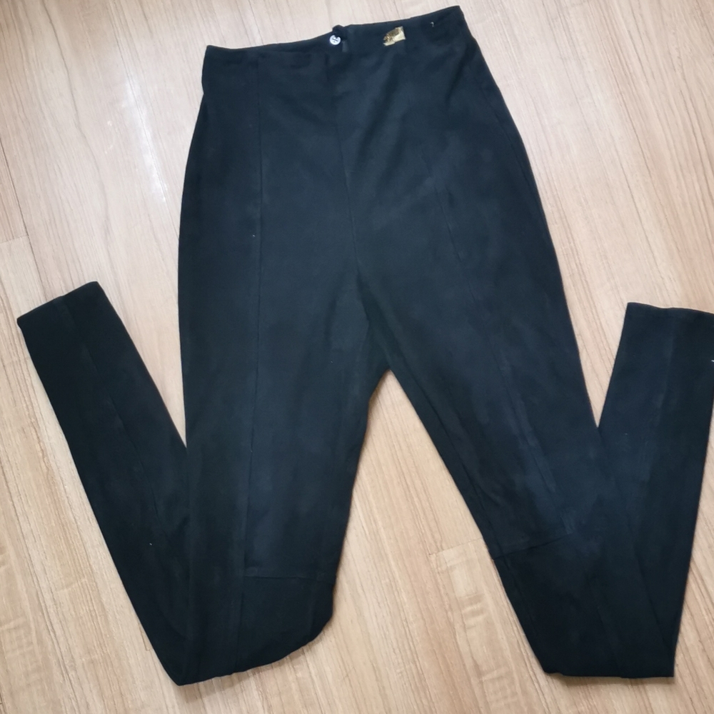 H&M Faux Suede Black High Waisted Pants